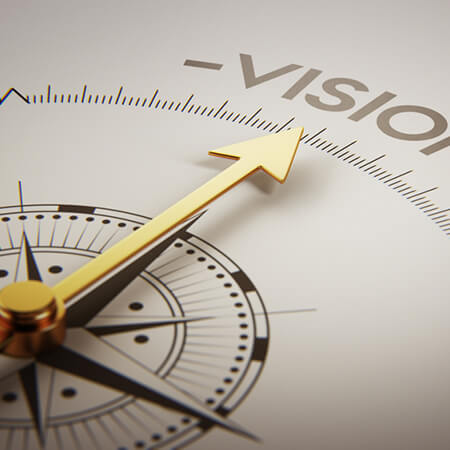 Kompass zeigt auf vision